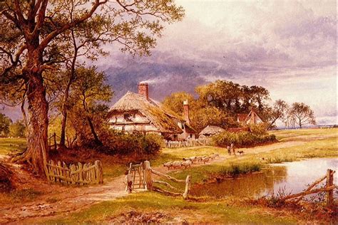 Old English Cottage by Benjamin Williams Leader | Famous landscape ...