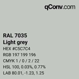 RAL 7035 color in detail complementary color shades