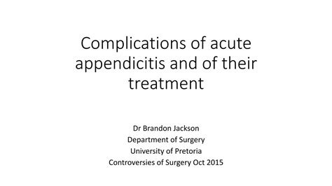 (PDF) Complications of acute appendicitis and of their treatment 2015 ...