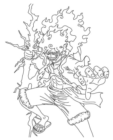 Luffy Gear 5 One Piece coloring page - Download, Print or Color Online for Free