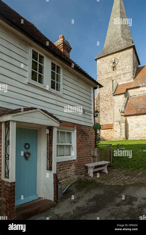 Early spring day in Old Heathfield village, East Sussex, England. High ...