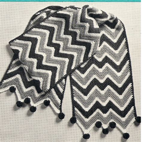 Beginner Chevron Motif Crocheted Scarf PDF Pattern