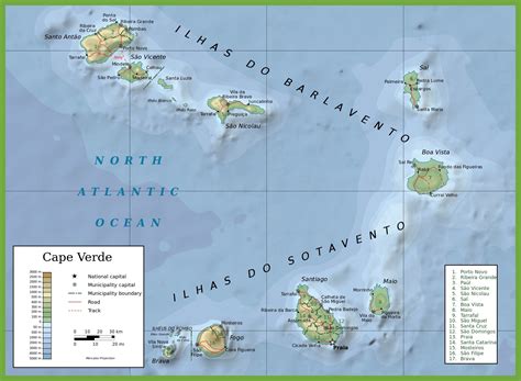 Cape Verde physical map - Ontheworldmap.com