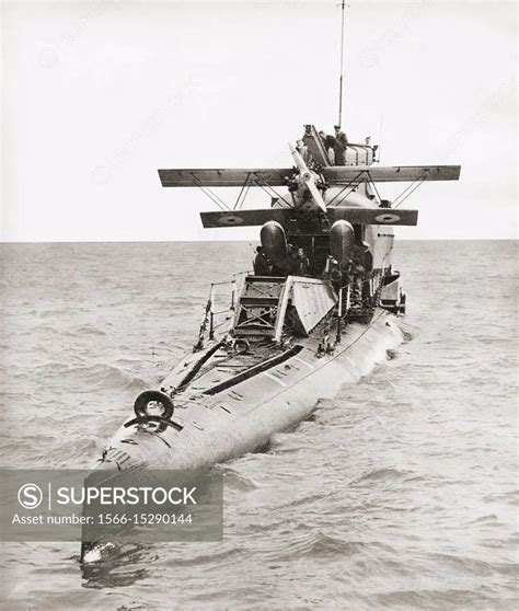 The HMS M2 Royal Navy submarine monitor carrying her Parnall Peto ...