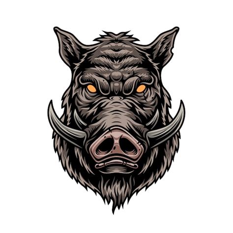 Free Vector | Cruel wild boar colorful vintage template