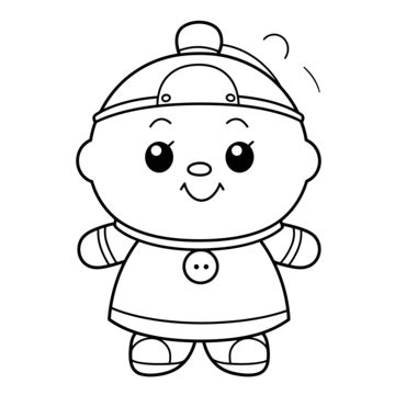 Chinese Baby Coloring Page Outline Sketch Drawing Vector, Best Sketch ...