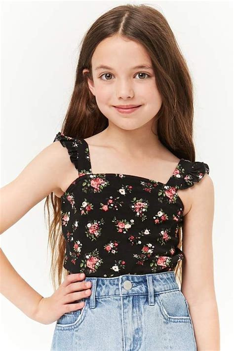 Forever 21 Girls Floral Ruffle Tank Top (Kids) | Kids summer fashion, Girls outfits tween, Girls ...