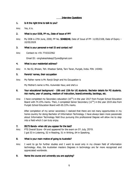 Interview Questions - Fgh - Interview Questions 1. Is it the right time to talk to you? Ans: Yes ...