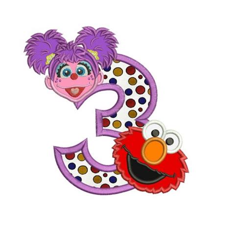 Abby and Elmo 1st Birthday Applique Design