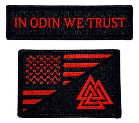 Odin We Trust USA Flag Valknut Viking Patch [2PC Bundle -Iron on Sew o – MILTACUSA