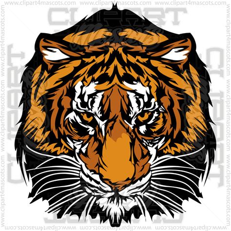 Tiger Mascot Head Clipart Image. Vector or Jpg Formats.