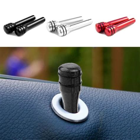 2 Pcs Automobiles Car Door Pin Lock Knob Lift Covers Aluminum Alloy for ...