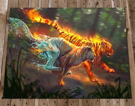 Fantasy Art Fire and Water Tiger the Race Art Print - Etsy