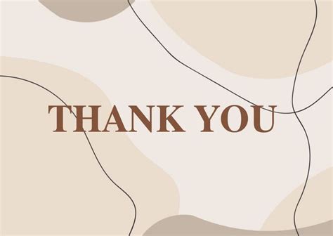 a thank card with the words thank you in brown and beige colors on a ...