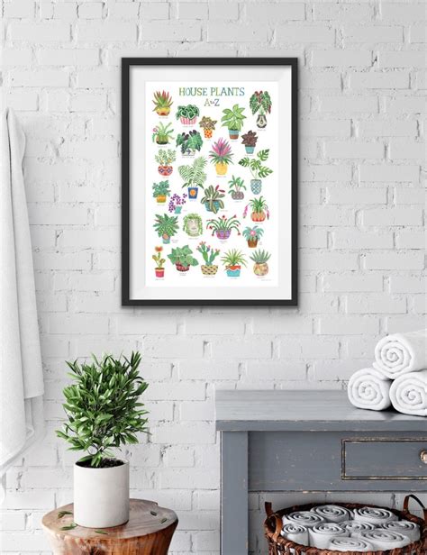 House Plant Print, Botanical Wall Art, Plant Decor, Houseplant, Watercolor Plant Art, Alphabet ...