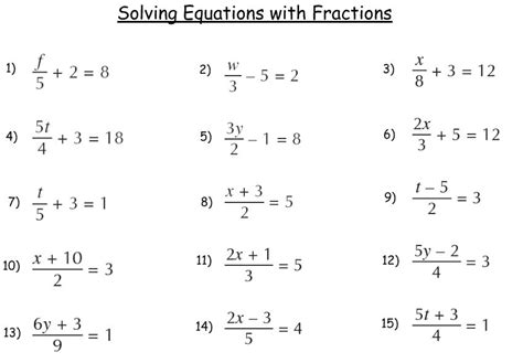 Linear Equations Algebra 1 Worksheet