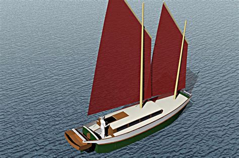 Laura Cove 28, Sailing Scow ~ Small Boat Designs by Tad Roberts