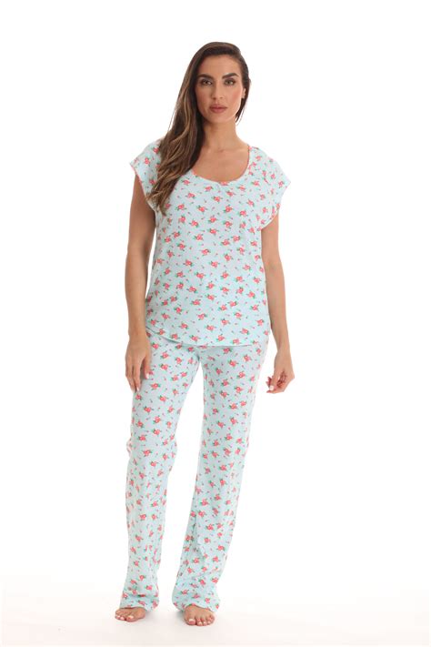 Dreamcrest Pajamas for Women Cotton PJ Pant Set with Cap Sleeves (Aqua, 3X) - Walmart.com