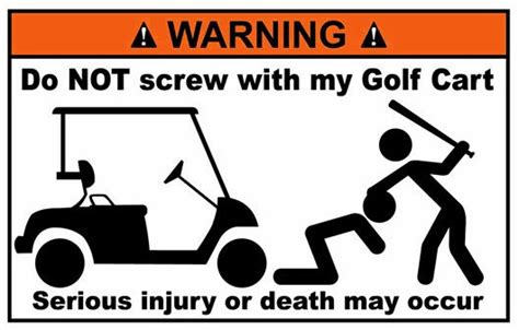 Golf Cart Funny Warning Sticker - Pro Sport Stickers