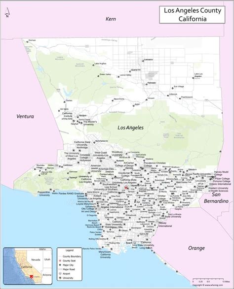 Map of Los Angeles County, California - Where is Located, Cities, Population, Highways & Facts ...