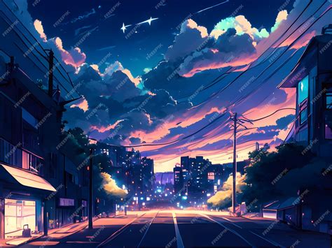 Premium AI Image | anime cityscape in the night