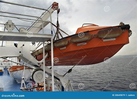 Rescue Boat on the Ship at Sea Stock Image - Image of rescuer, boat ...