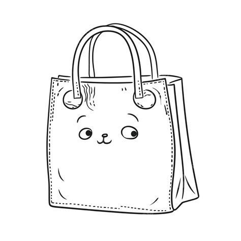 Cartoon Car Coloring Page Shopping Bag Outline Sketch Drawing Vector, Bag Drawing, Bag Outline ...