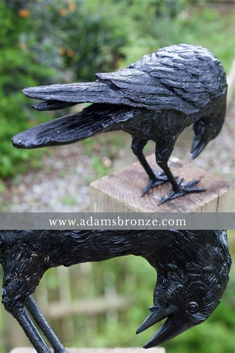 Incredibly lifelike Crow and Raven statues made in bronze. Rustproof, life-size, quality garden ...