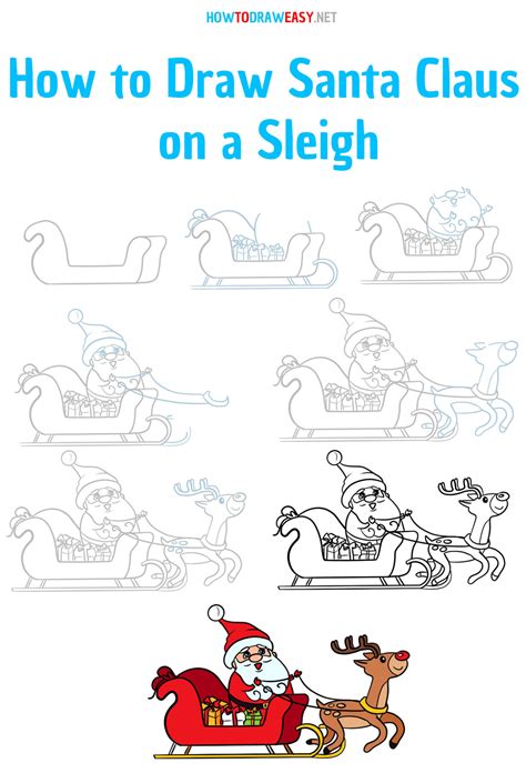 How to Draw Santa Claus on a Sleigh - How to Draw Easy