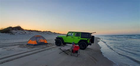 Beach Camping on Padre Island National Seashore, TX - only person for ...