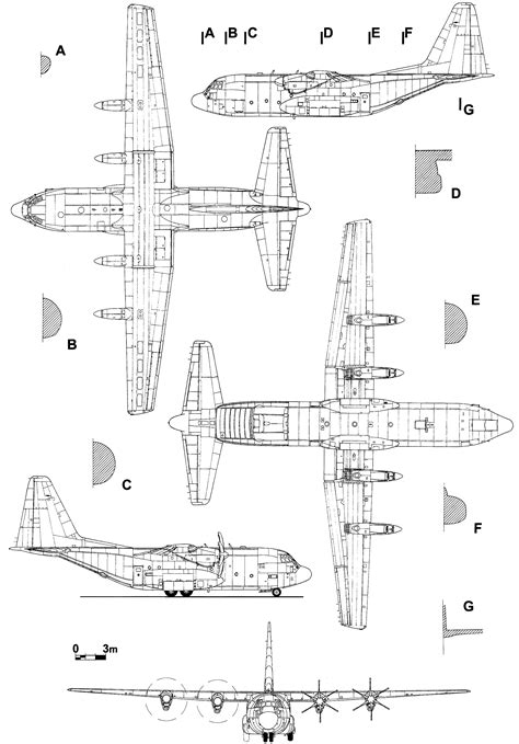 Lockheed C-130 Hercules Blueprint - Download free blueprint for 3D modeling