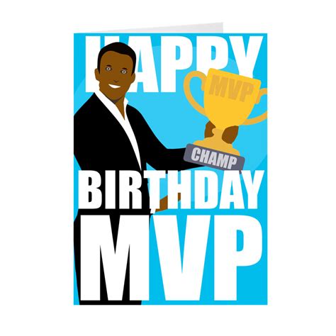 African American Male - MVP - Happy Birthday Card – Black Stationery