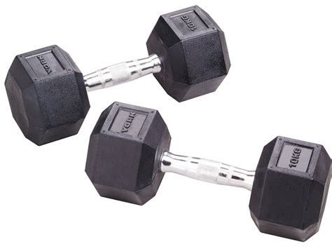 10kg Rubber Hex Dumbbell Set by York Fitness | Order Online