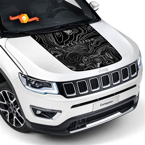 Car Decals For Jeep Compass 2013-2020 Black Bonnet Hood Scoop Simplicity Stripe Graphic Vinyl ...