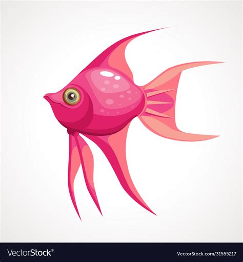 Cartoon pink sea fish with long fins Royalty Free Vector