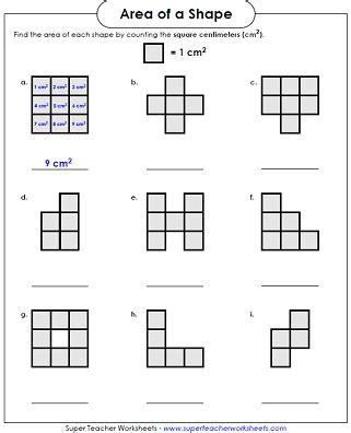 Area Worksheets - Counting Square Units