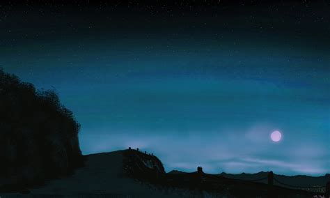 #417661 moonlight, digital, painting, landscape, mountains, night ...