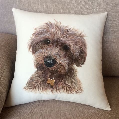 Dog pillow custom with pet portrait for dog lover