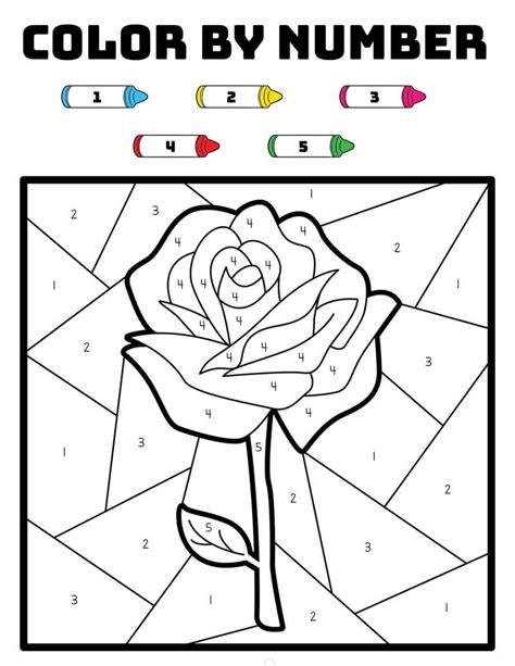 A rose garden color by number - Download, Print Now!