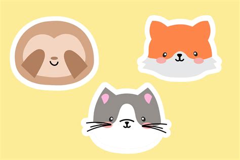 Stickers Cute Animal Loris Wolf Cat Graphic by eyeaglestudio · Creative ...