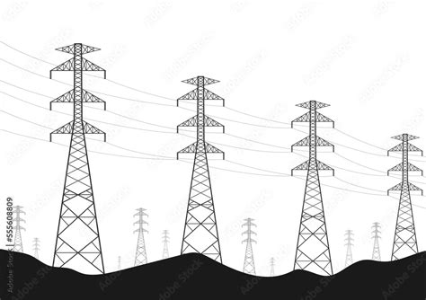 Electric tower Silhouette. Power lines. Electric pylons. High voltage ...