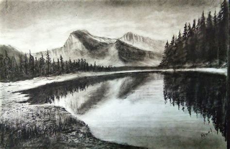 Charcoal Pencil Drawing Tutorial For Beginners | A Beautiful Landscape ...