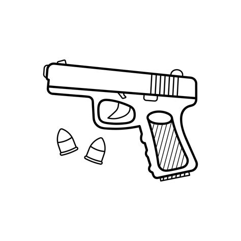 Hand drawn Kids drawing Cartoon Vector illustration Bullets, gun ...