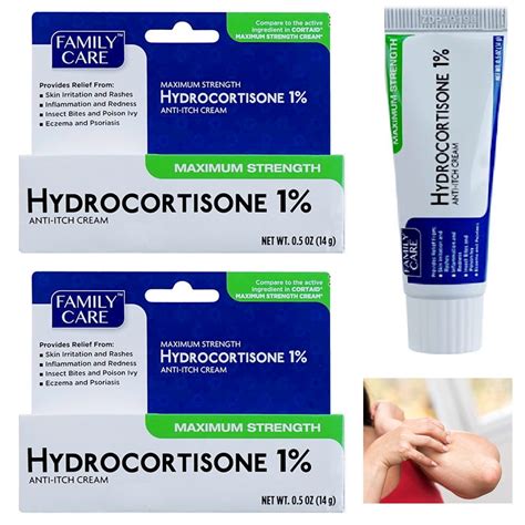 2 Hydrocortisone Cream Ointment Anti-Itch Skin Rash Itchiness Maximum ...