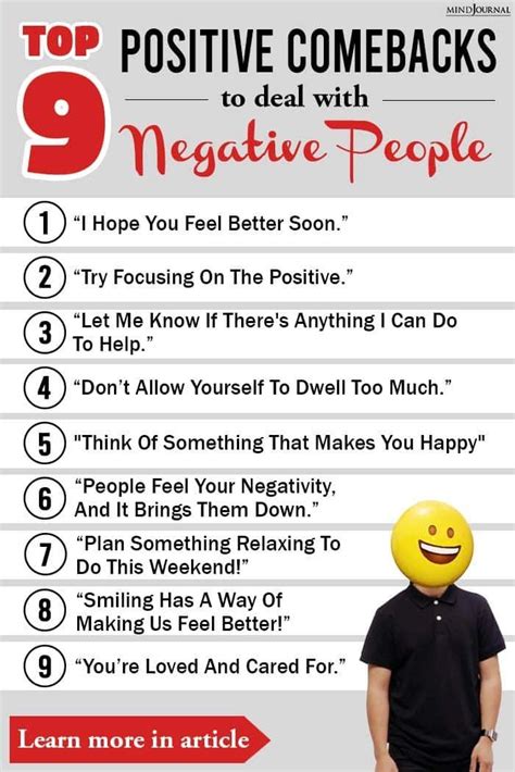 Top 9 Positive Comebacks To Help Deal With Negative People | Negative ...