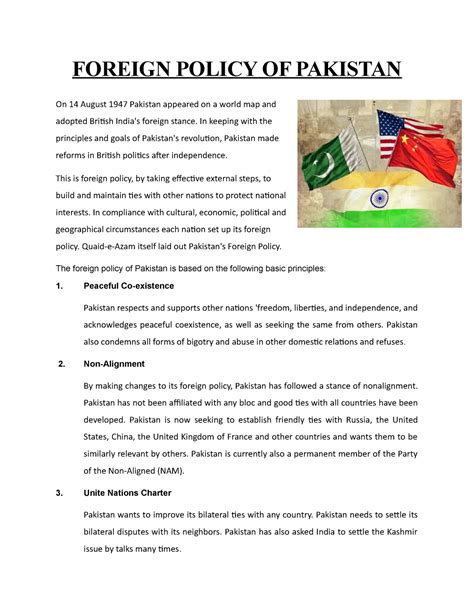 Foreign Policy OF Pakistan - FOREIGN POLICY OF PAKISTAN On 14 August 1947 Pakistan appeared on a ...