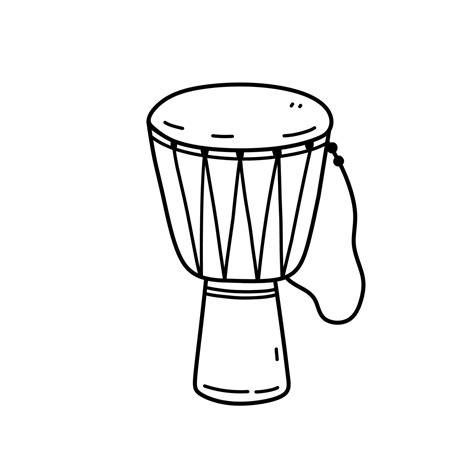 Djembe drum isolated on white background. Vector hand-drawn illustration in doodle style ...