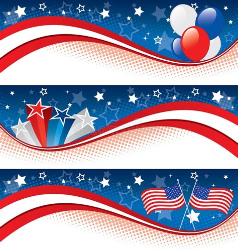 4th of July Banners with American Flag Stock Vector - Illustration of ...