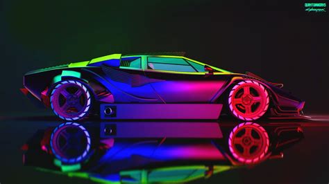 Lamborghini Neon wallpaper, Machine, Car, Art, Countach, Rendering | Lamborghini pictures ...