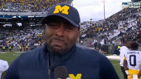 Michigan Interim HC Sherrone Moore Cries & Curses While Shouting Out Jim Harbaugh On Live TV ...